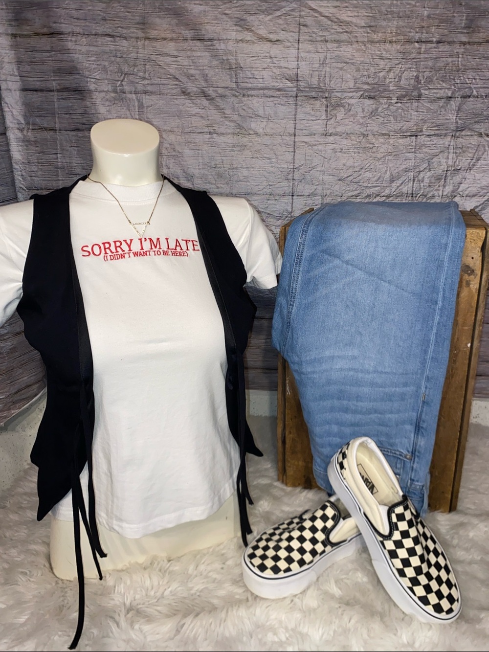 GLG Good Luck Gem Black Vest With Ties